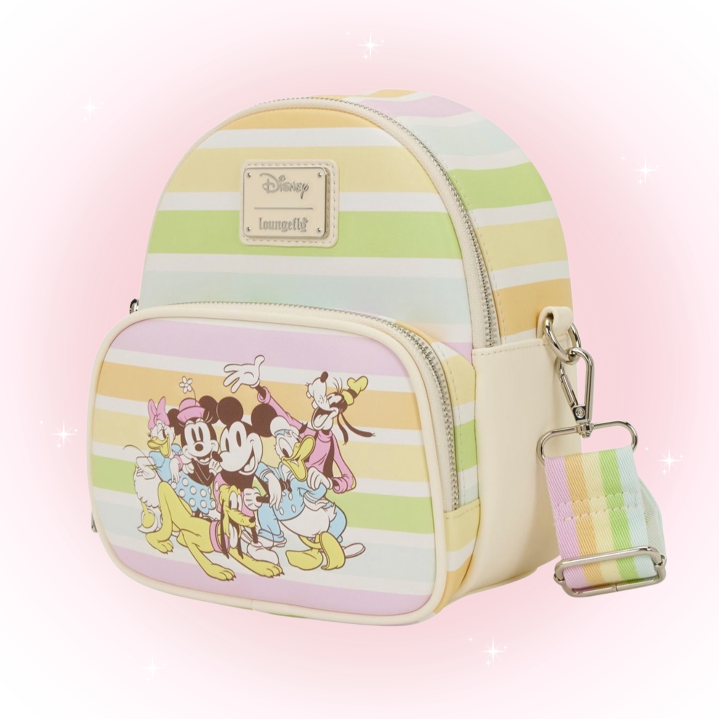 Mickey and Friends Rainbow Stripes Convertible Mini-Backpack