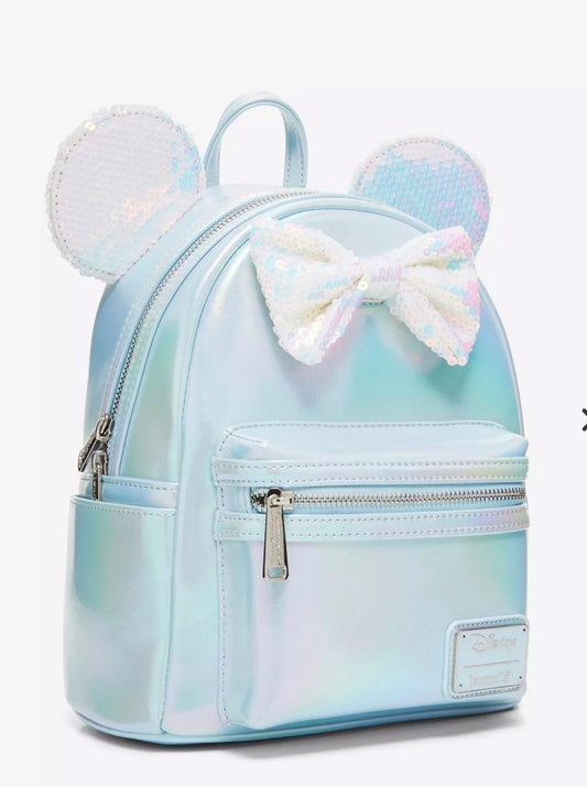 Loungefly Disney Minnie Mouse Iridescent Sequin Ears Mini Backpack