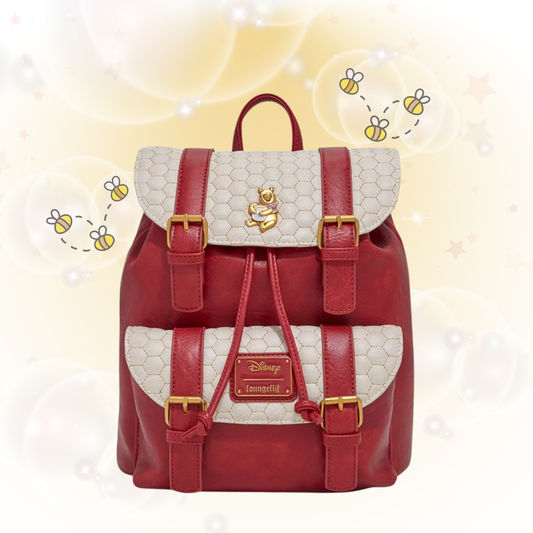 Loungefly Disney Winnie the Pooh Honeycomb Pattern Buckle Strap Mini Backpack