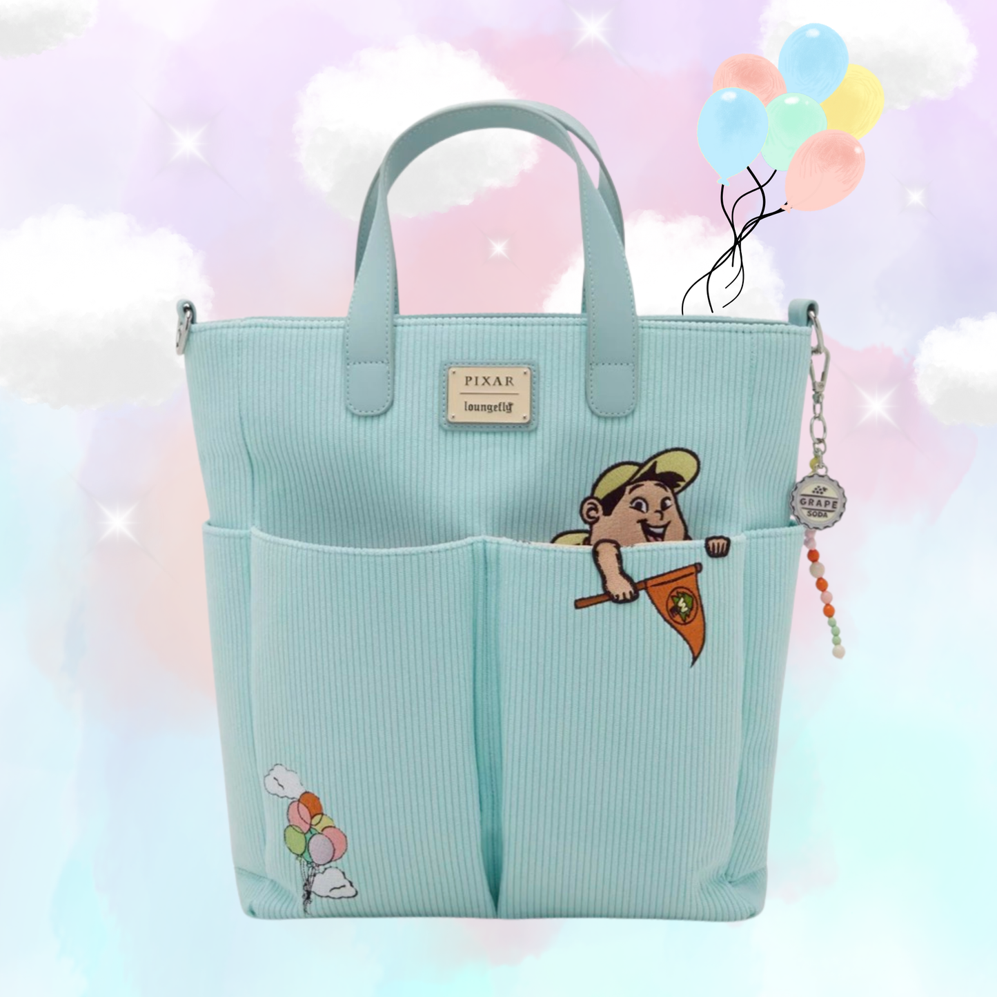 Loungefly Disney Pixar Up Russell Peeking Pocket Corduroy Tote