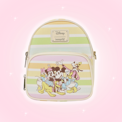 Mickey and Friends Rainbow Stripes Convertible Mini-Backpack