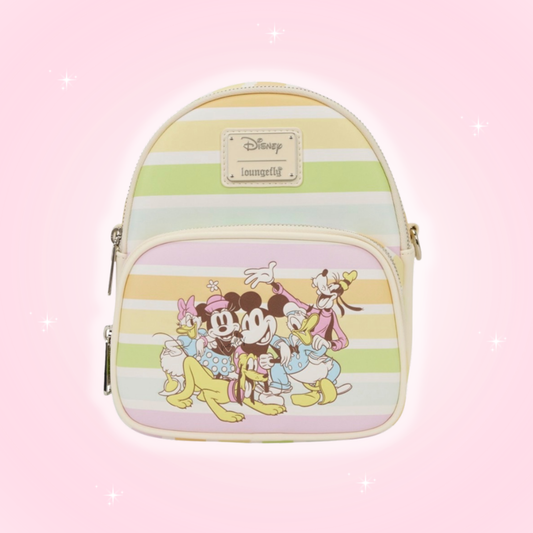 Mickey and Friends Rainbow Stripes Convertible Mini-Backpack