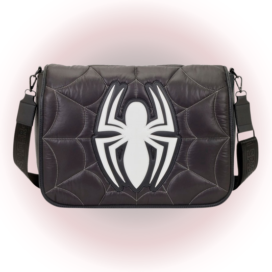 Loungefly Spider-Man Black & White Suit Quilted Messenger Crossbody Bag