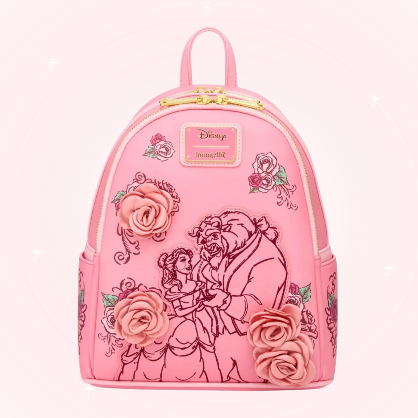 Loungefly Disney Beauty and the Beast Pink Roses Mini Backpack