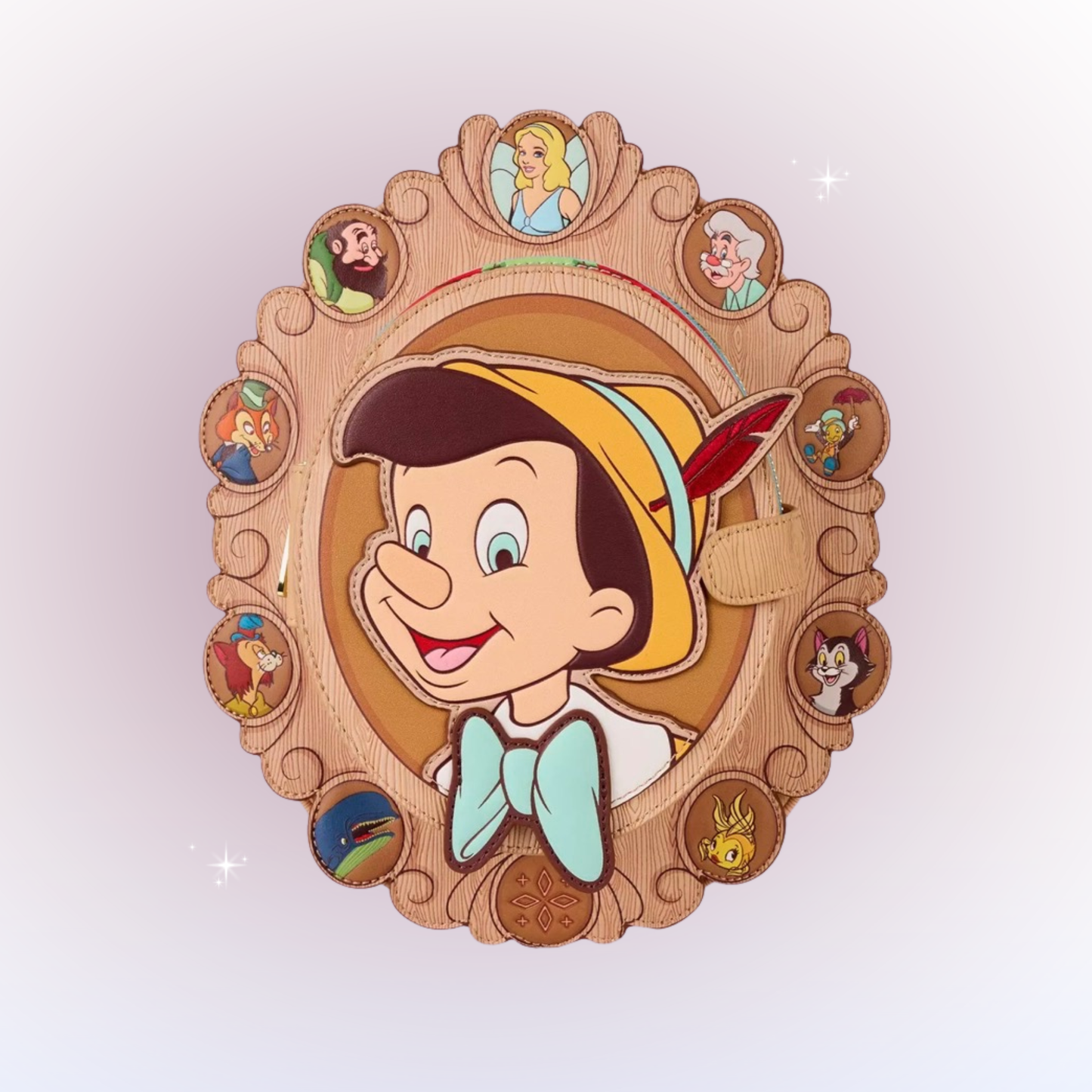 Loungefly Disney Pinocchio Wood Frame Portrait Figural Mini Backpack