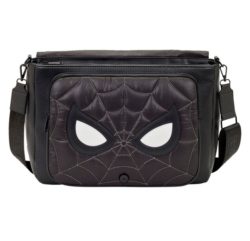 Loungefly Spider-Man Black & White Suit Quilted Messenger Crossbody Bag