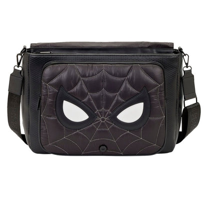Loungefly Spider-Man Black & White Suit Quilted Messenger Crossbody Bag