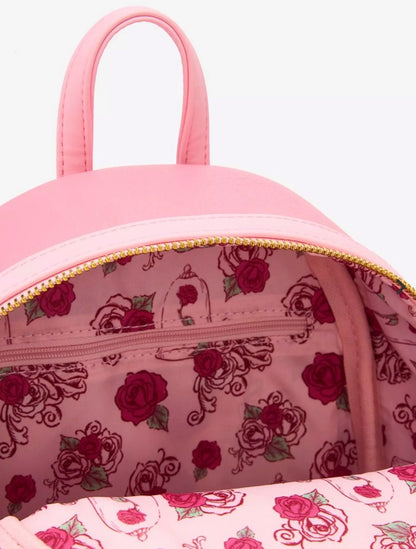 Loungefly Disney Beauty and the Beast Pink Roses Mini Backpack
