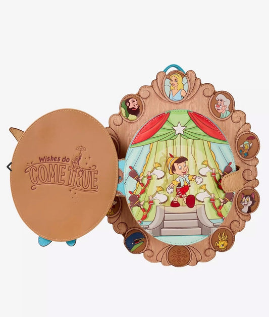Loungefly Disney Pinocchio Wood Frame Portrait Figural Mini Backpack