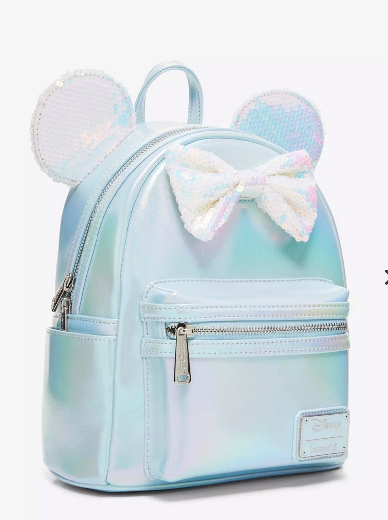 Loungefly Disney Minnie Mouse Iridescent Sequin Ears Mini Backpack