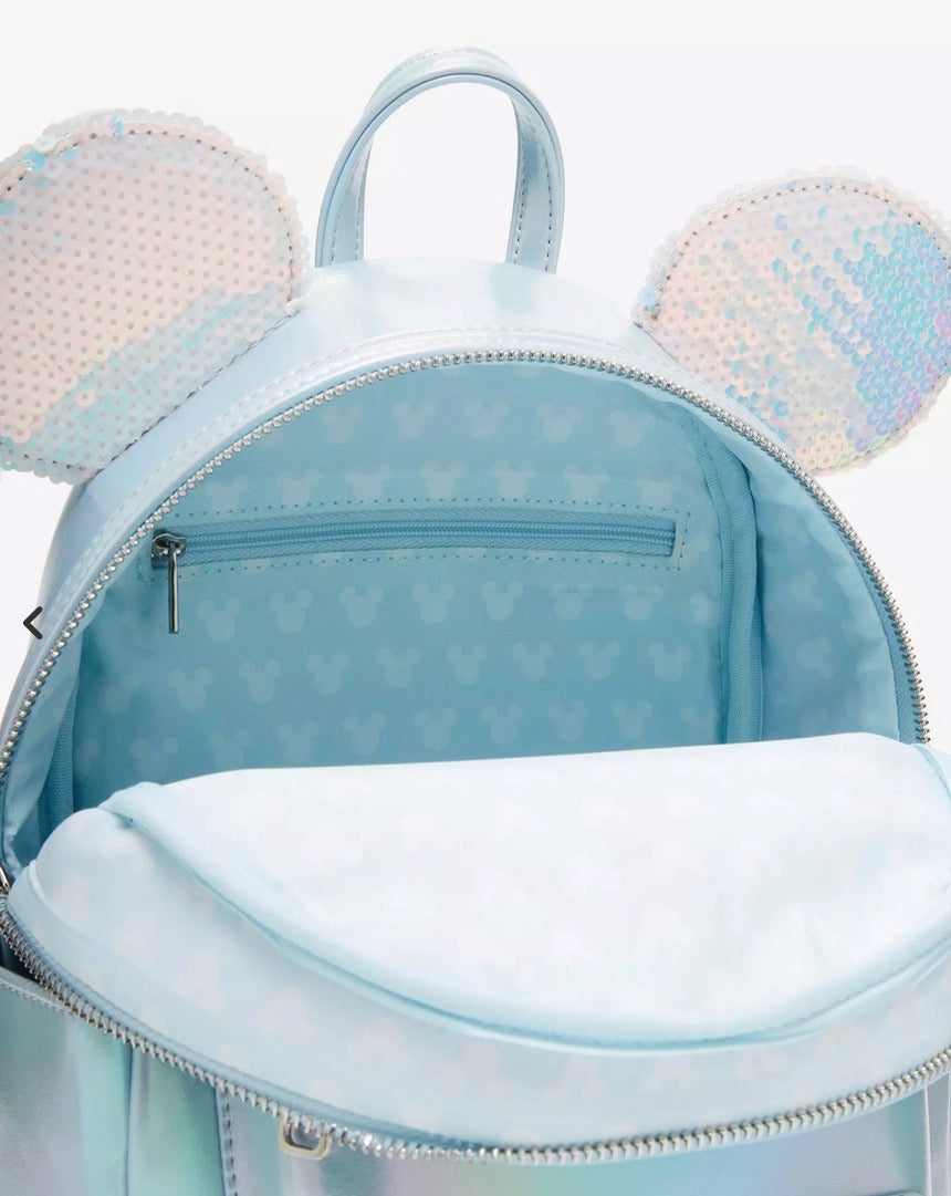 Loungefly Disney Minnie Mouse Iridescent Sequin Ears Mini Backpack