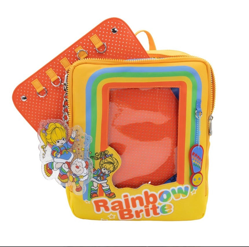 Rainbow Brite Vintage Box Pin Trading Backpack with Acrylic Charm