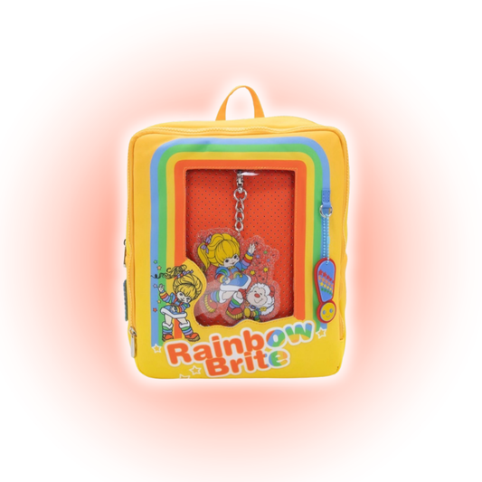Rainbow Brite Vintage Box Pin Trading Backpack with Acrylic Charm
