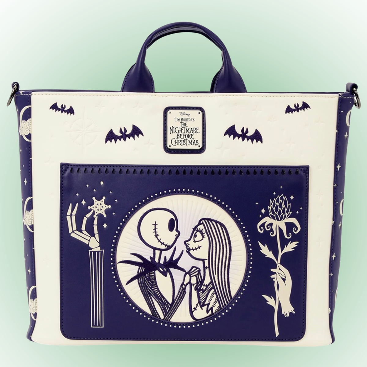 The Nightmare Before Christmas Jack Skellington and Sally Night Sky Convertible Backpack & Tote Bag